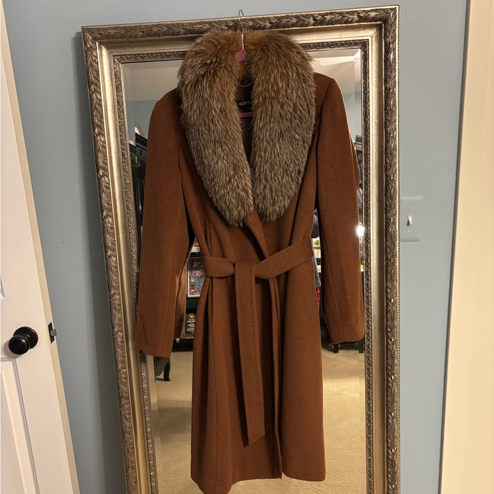 Brown Coat with Fur Collar